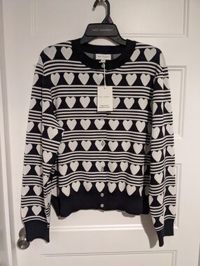 NWT Free Assembly Heart Striped Cardigan Sweater XXL